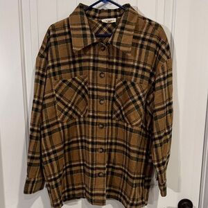 Eesome Brown and Black Plaid Utility Jacket